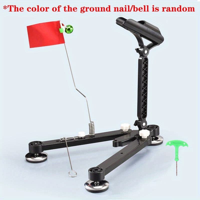 TEMU Fishing Rod Holder With Fishing Bell (random Color), Flag, Foldable Fishing Rod Holder And Ice Fishing Accessories, Suitable For Fishing Enthusiasts