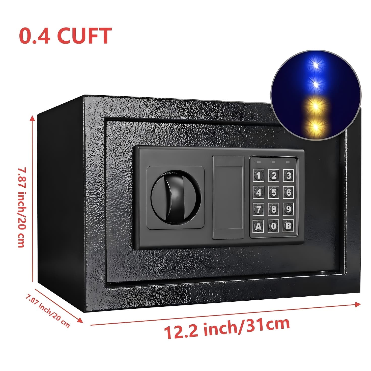 TEMU Homeyuer Safe Box With 4pcs Led Sensor Light, Hidden Safe Box With Key & Digital Lock For Home And Company, Electronic Box Wall Or Cabinet Fixed Design, 0, 4 Cubic Feet