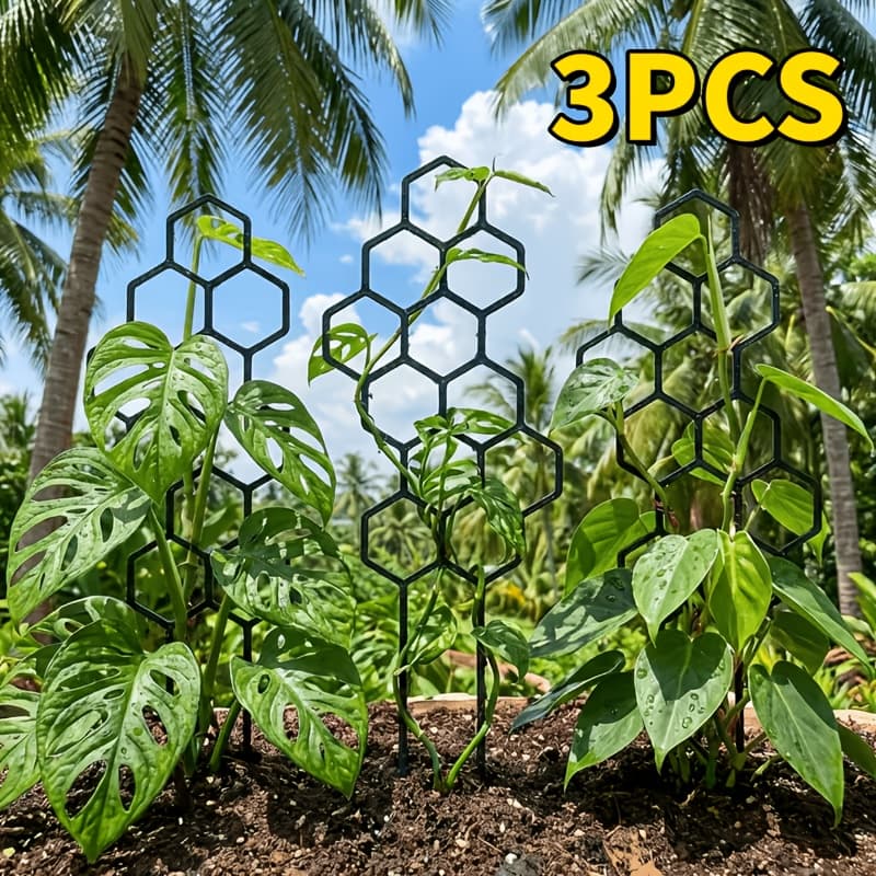 TEMU Set Of 3 Honeycomb Trellises Measuring 14.96x5.91 Inches, Made From Rust-resistant Plastic, Ideal For Supporting Potted Vines And Flowers, Perfect For Saving Space In Indoor Or Outdoor Gardens