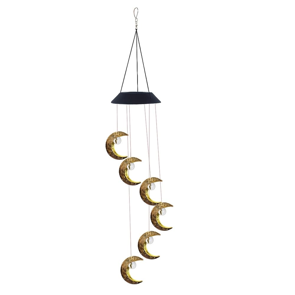 TEMU Moon-shaped Wind Chime Light Solar Energy - Ideal For Outdoor Patios And Gardens, Measures 33.07 Inches, Great For Halloween And Christmas , Celestial-themed Outdoor Decor