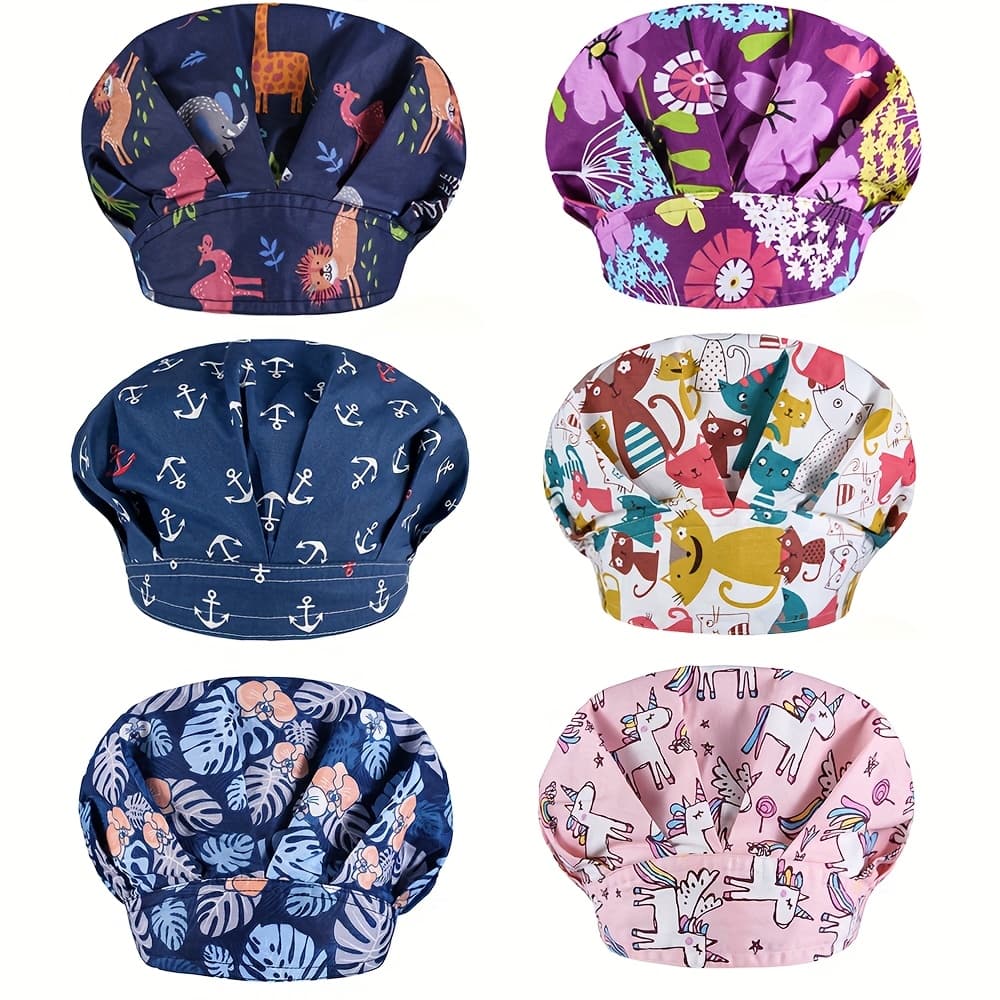 TEMU Adjustable Bouffant Nurse Featuring A Cartoon Design, Breathable Chef Hat Suitable For Kitchens, Restaurants, And At Home