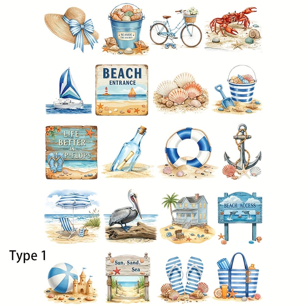 TEMU 1 Pack Vintage Nautical Ocean Stickers Decoration Cutting Book Diary Photo Stationery Stickers School Handmade Materials