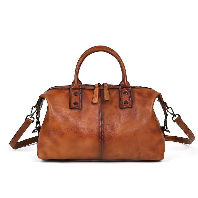 TEMU Ladies' Luxury Genuine Leather Dumpling Bag - Top Handle Bag With Detachable Shoulder Strap, Large Capacity, , Vintage Tote Bag, Single Compartment Crossbody Bag