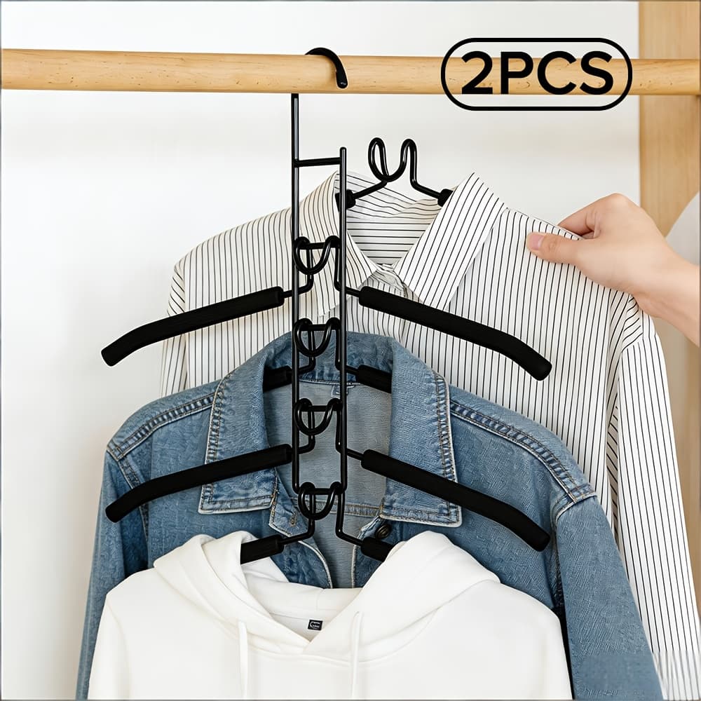 TEMU 2pcs Set Coat Hanger With Foam Pads, Heavy-duty Thickened Closet Organizer For Coats, Sweaters, Suits & T-shirts, Space-saving Garment Hanger For Wardrobe Storage