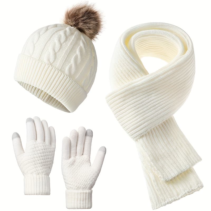 TEMU Hat, Scarf, And Gloves 3pcs Set
