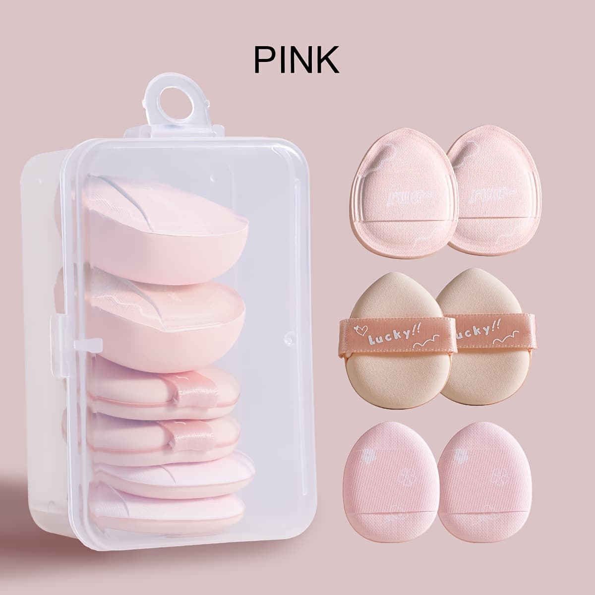 TEMU 6pcs Mini Finger Puff Set With Box, Marshmallow Concealer Air Cushion Puff, Dual-use Dry Wet Makeup Sponge Thickened Soft, For Under Eye, , Face Makeup