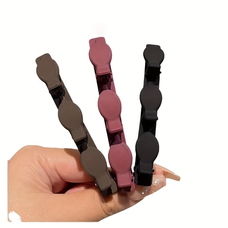 TEMU 3pcs Random Color Elegant Frosted Hair Clip - Easy And Fashionable Duck Mouth Clip, Suitable For Women To , Acrylic Solid Color