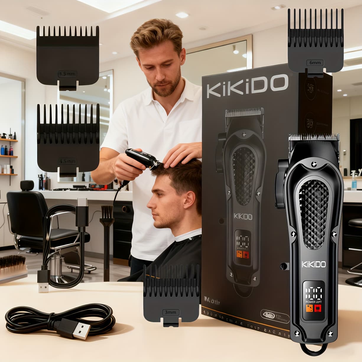 TEMU Professional Men's Hair Clipper - Premium & Wireless Design With Led Displaythe Perfect Valentine's Day Gift For Barbers, Fathers, , And Grooming Enthusiasts