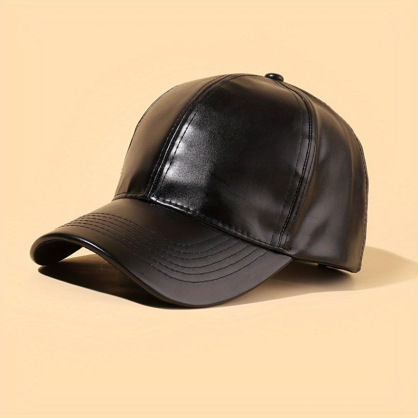 TEMU 1pc Minimalist Pu Leather Solid Color Unisex Baseball For Outdoor Leisure And Vacation