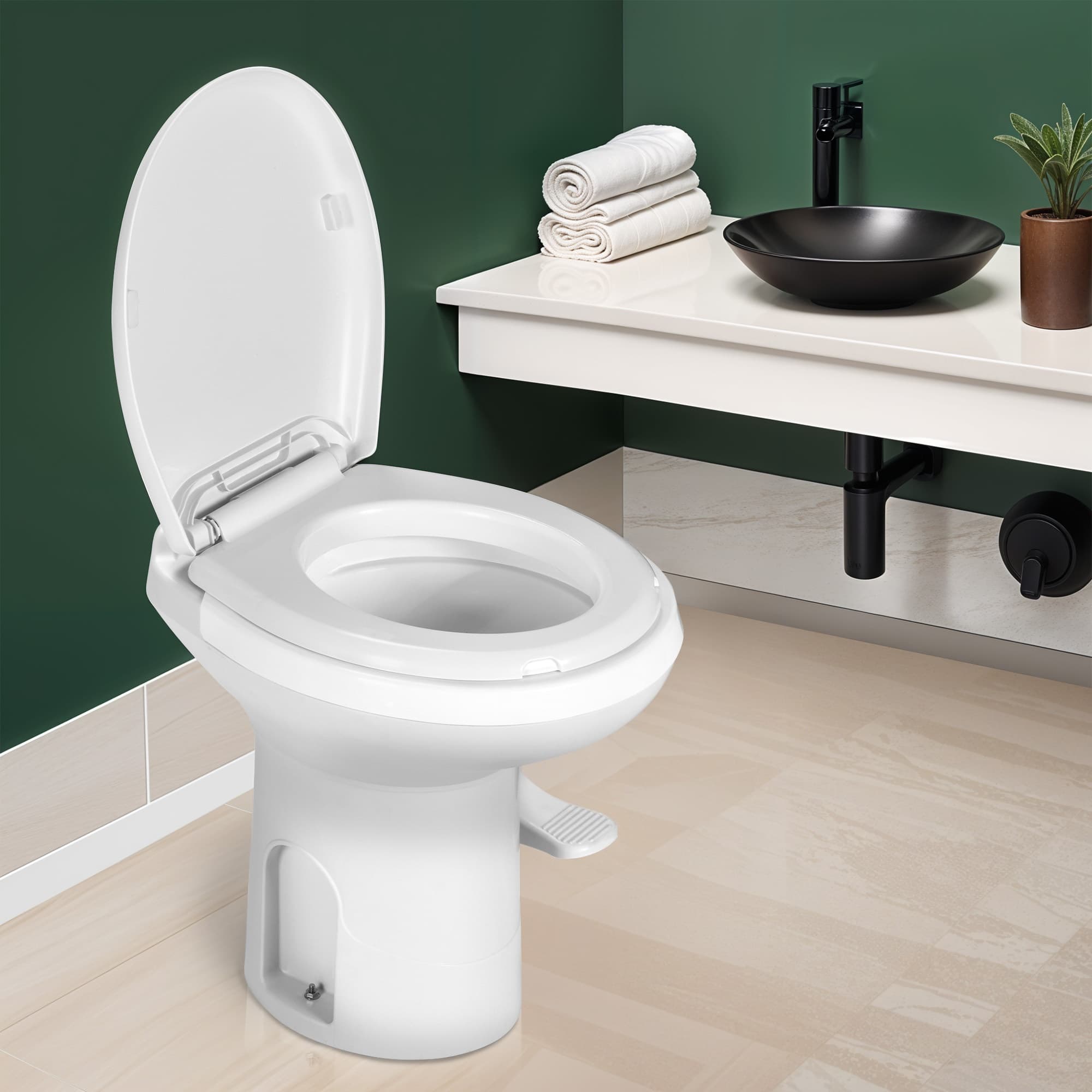 TEMU Portable Toilet With Foot Pedal Flush - , Ideal For Rvs & Caravans, Perfect For Indoor/outdoor Use, Includes Hand-sprayer & Hose, Kit Included2025