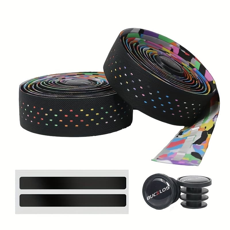 TEMU Bucklos Bike Handlebar Tape - Anti-vibration, Breathable Pu+eva Straps With Vibrant Colorful Design, Durable & Comfortable For Cycling, Compatible With Road, Mountain, And Gravel Bikes