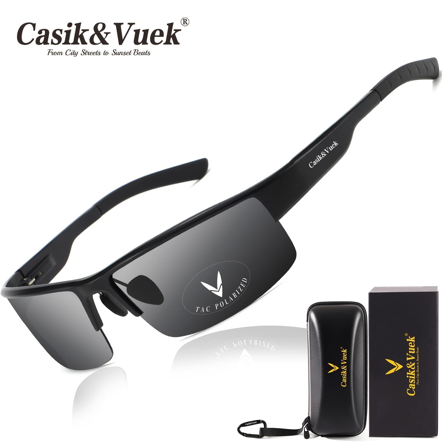 TEMU Casuk&vuek Half Frame Magnesium Aluminum Alloy Men's Sunglasses Polarized Outdoor Travel Driving Fishing Tac High-definition Lenses