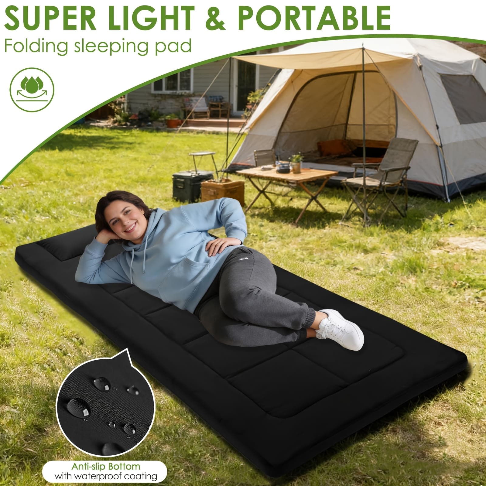TEMU Portable Sleeping Pad Roll-up Camping Mattress Adult Outdoor Camping Pad Lightweight Compact Camping Gear Essential Hiking