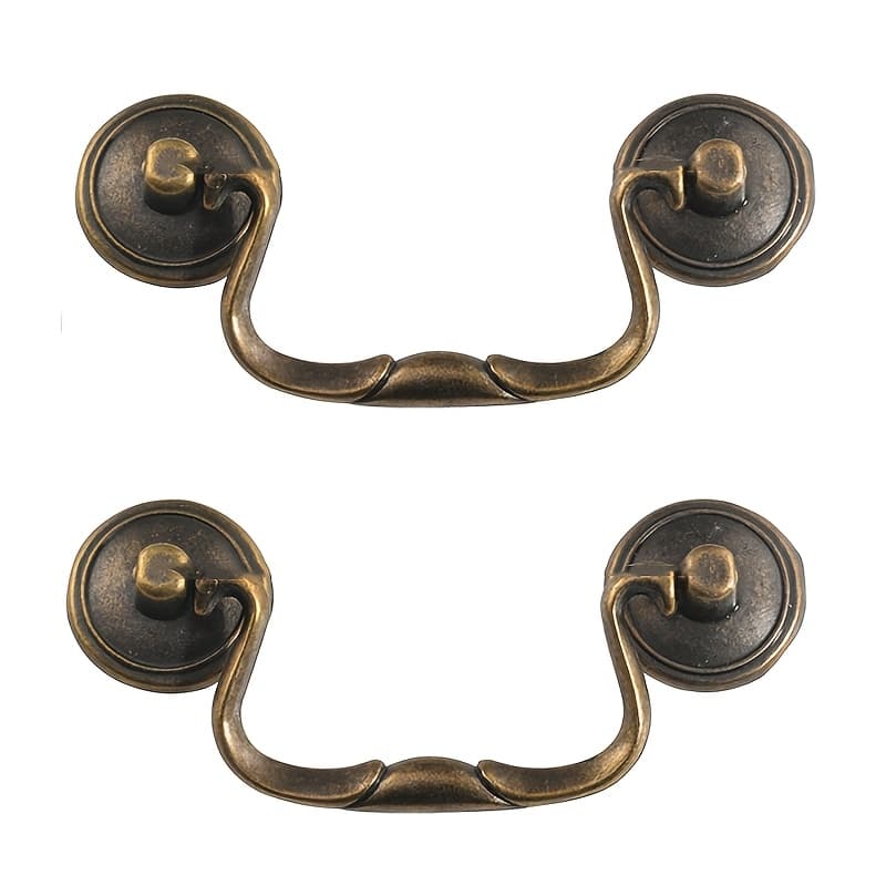 TEMU 2pcs European Antique Handle Bail Drawer Pull Drop Swing Handles Dresser Pulls Cabinet Knob Antique Brass Vintage Style Center Hole Distance
