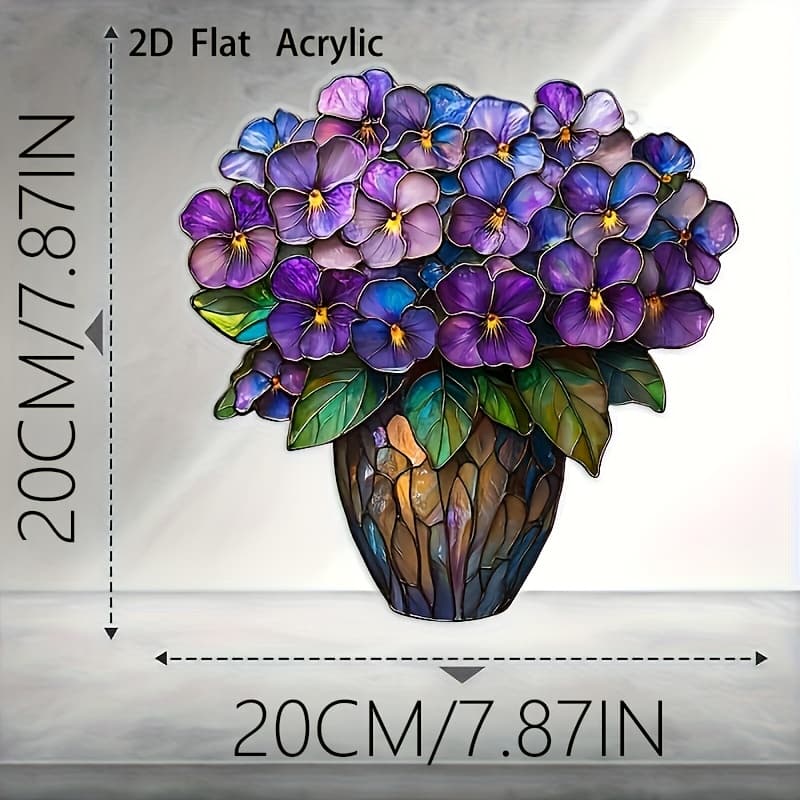 TEMU 2d Flat, 1pc, 2d Flat Elegant Violet Flower Acrylic Sun Catcher - Perfect For Living Room Decor And Garden Enthusiasts, 2d Flat