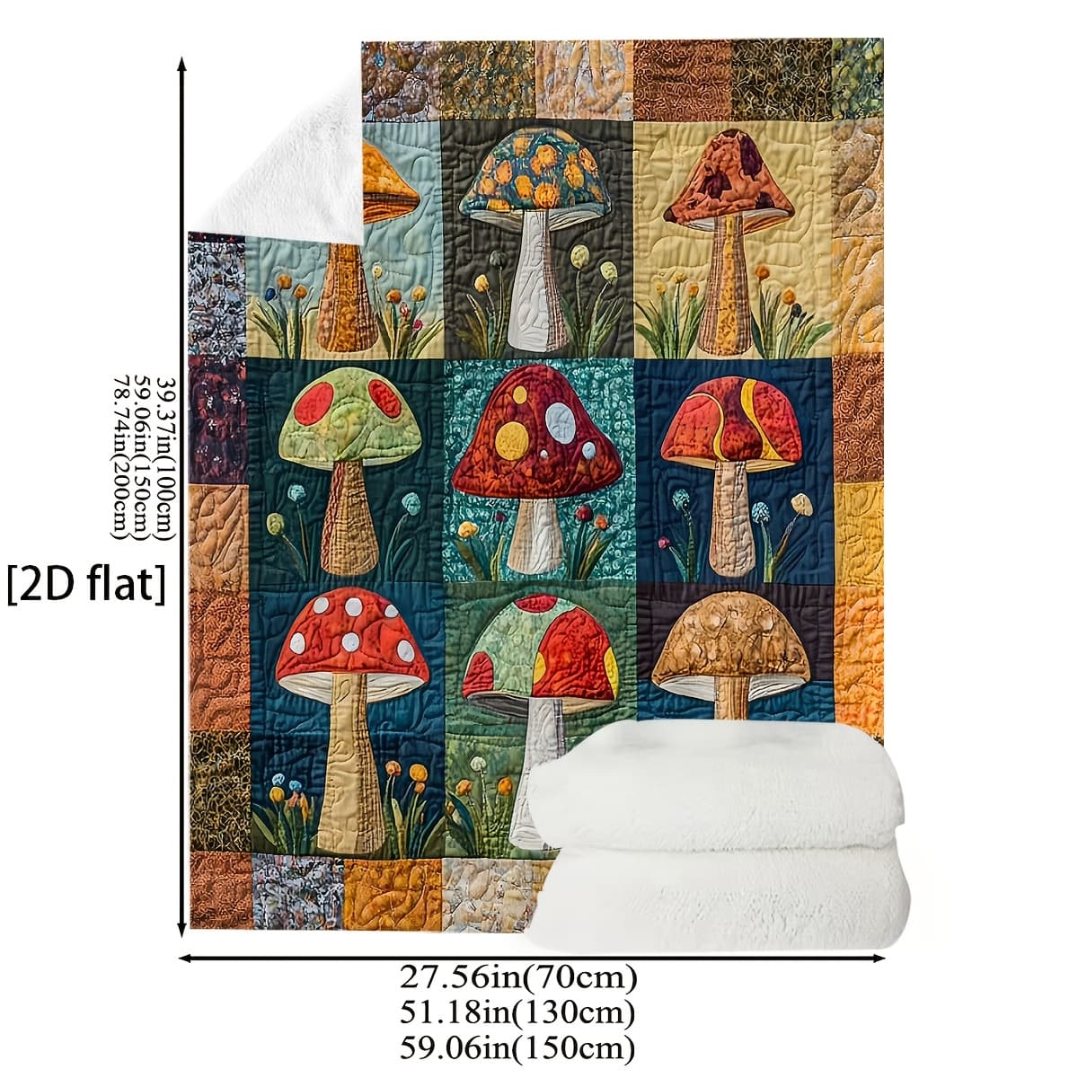 TEMU [2d Flat] 1pc Mushroom Print Blanket, Comfortable Soft Warm Throw, Nap Blanket, Suitable For Home, Kitchen, Sofa, Camping Casual Blanket