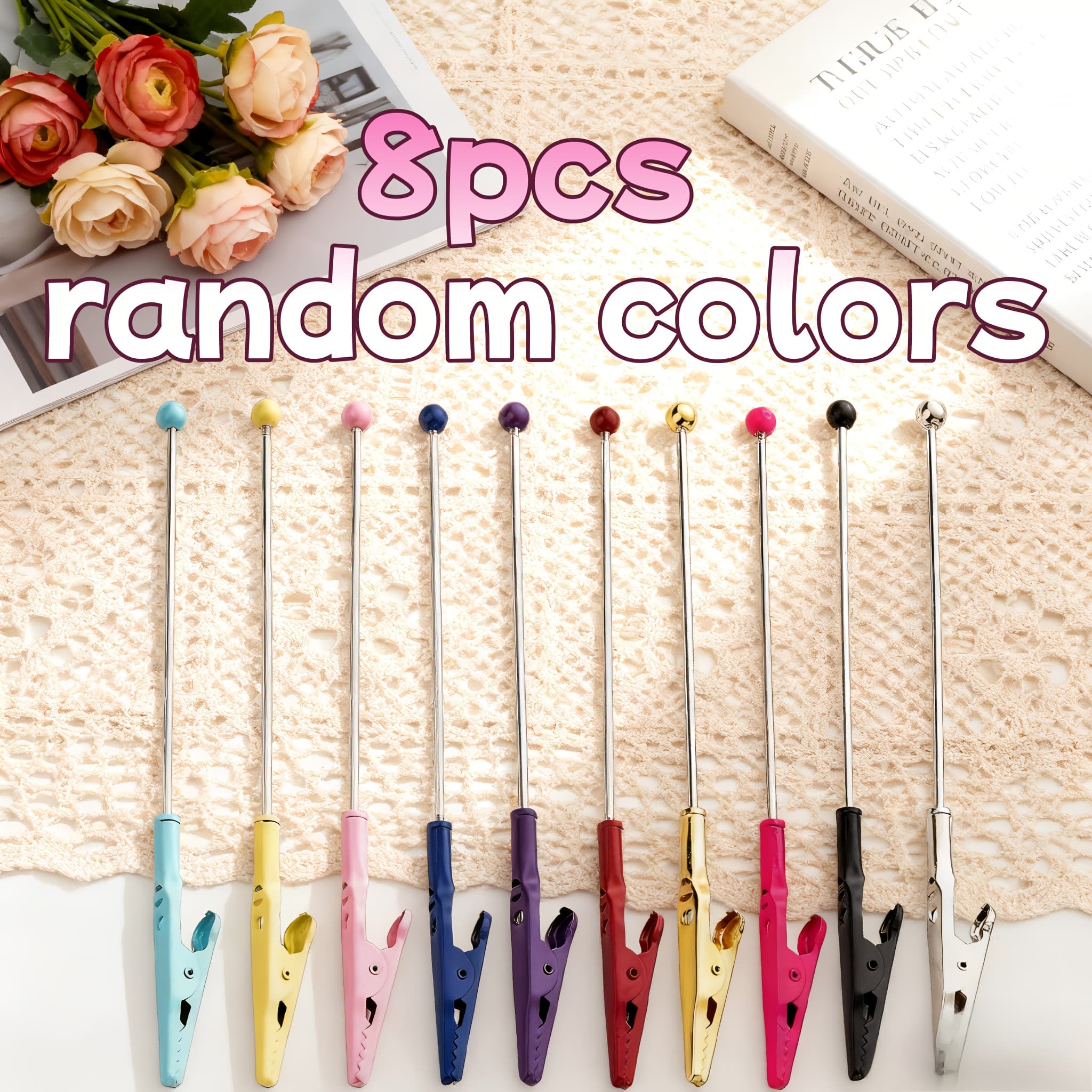TEMU Vibrant 8pcs Alligator Clips Multicolor Mixed Creative Handmade Essential Portable Durable Clamping Tool Suitable For And Colleagues Small Gift, Random Style