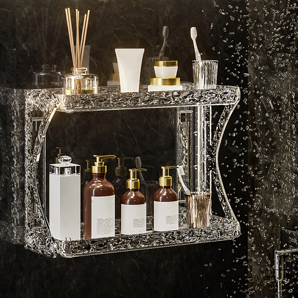 TEMU Countertop Shelf Toilet Bathroom Sink Cosmetics Double-layer Desktop Tabletop Storage, Shelves
