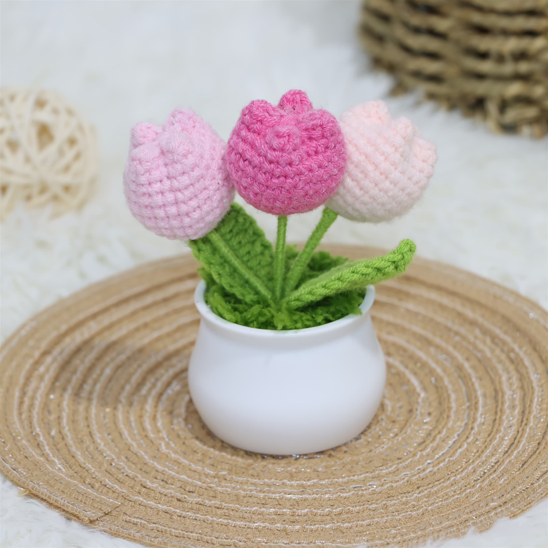 TEMU Hand-crocheted Potted Ornaments, Realistic Simulation , Intimate Gift For Girlfriend, Relatives, , Decoration, Vibrant Party Decoration, Perfect Christmas Decoration, Thanksgiving, Birthday