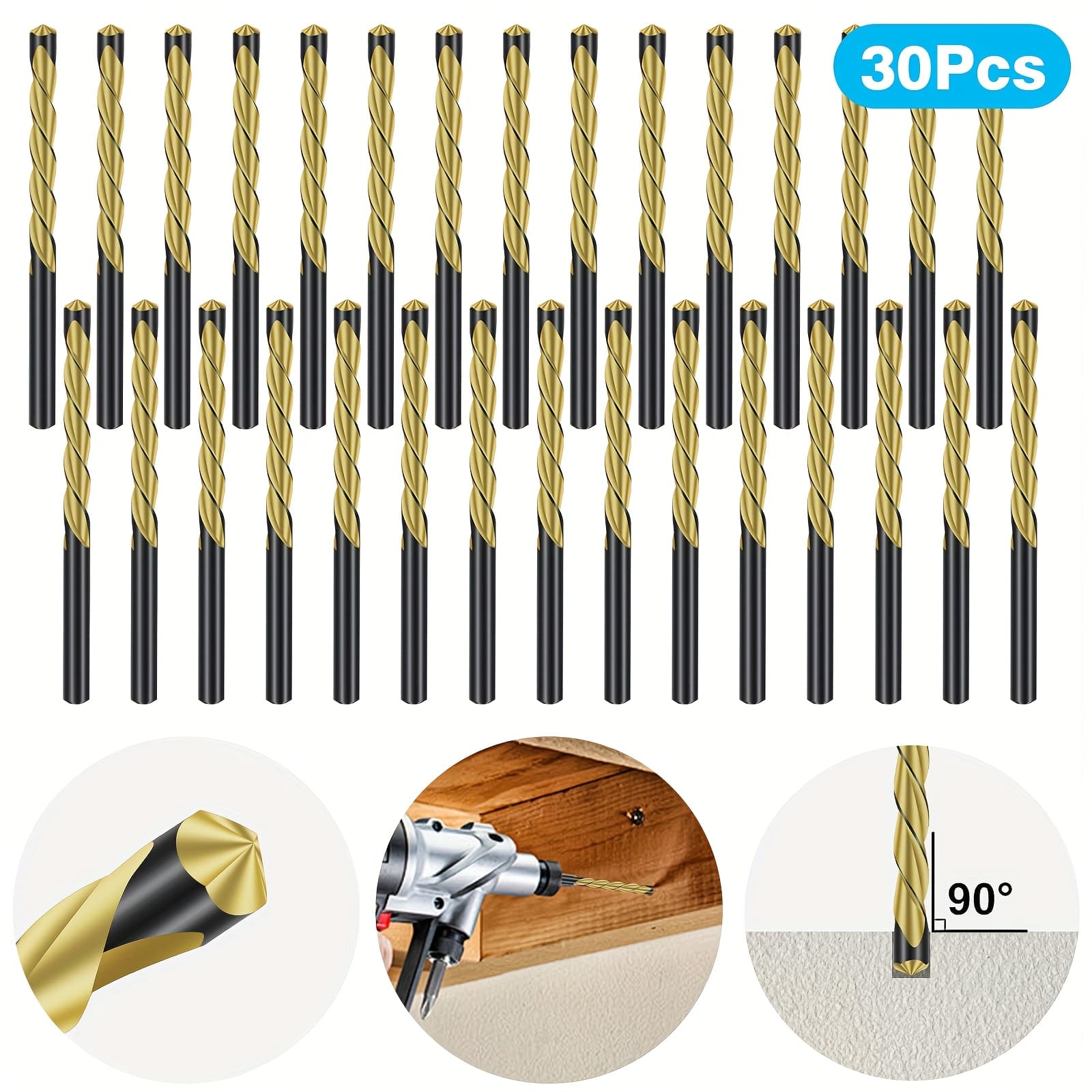 TEMU 30pcs 5/32" Drywall Drill Bits, M2 High Drill Bits Set With Guide Point For Fast & Drilling, For Home Diy Projects
