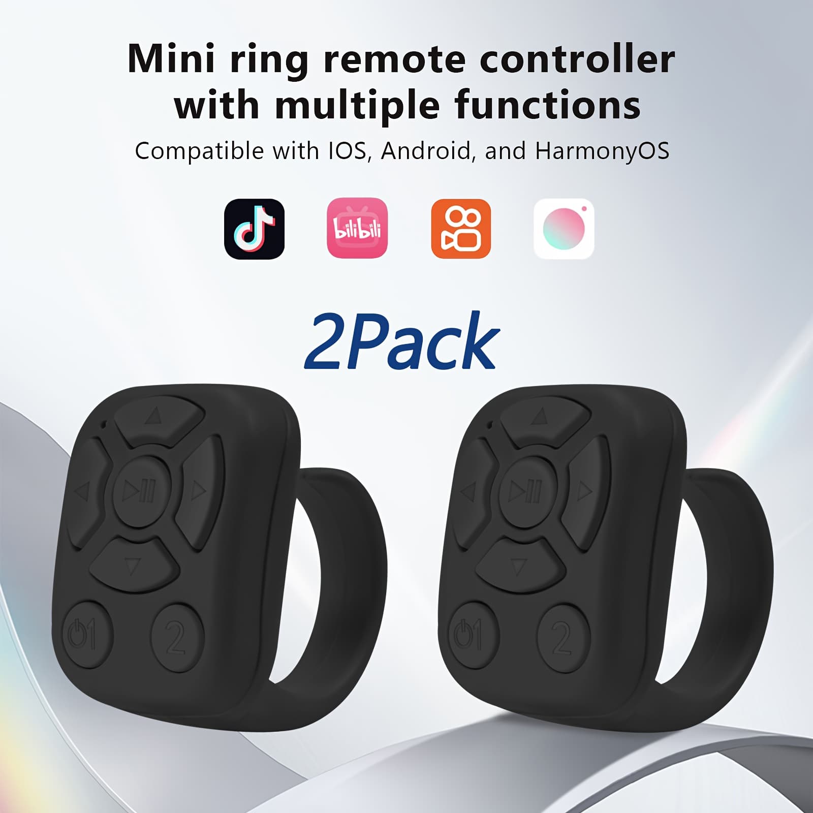 TEMU 2pcs Wireless Phone Selfie Remote Control Ring-, Video And Take Photos, Video Scroll, | Multifunctional Ring Remote Control | User-friendly | Suitable For Iphone, Ipad, And (not For Devices)