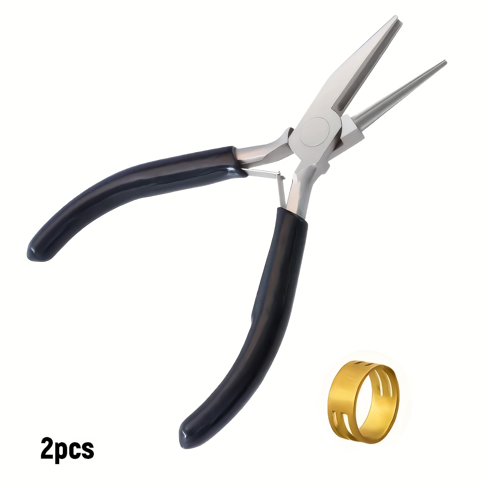 TEMU 2pcs 1 Pliers And 1 Ring, Half Semi-circular Mouth Tool Pliers Used To Make Jewelry Accessories Must-have For Diy Enthusiasts