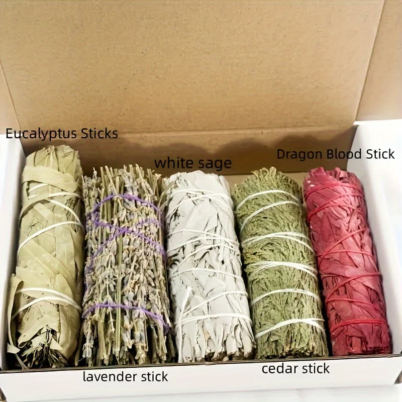 TEMU 5 Different Cleansing Kits, Including , , Sage, Eucalyptus And Lavender Incense Sticks, Gift Sets, For , To Different Needs, Holiday Gifts, Valentine's Day, Valentine's Day Gifts