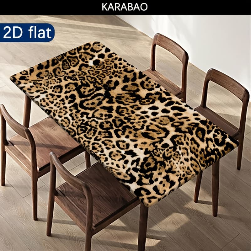 TEMU 1pc, Leopard Print Elastic Tablecloth - Indoor Outdoor Use, Suitable For Camping, Picnics, And Garden Parties, Vibrant Colors, Durable And Easy To Clean
