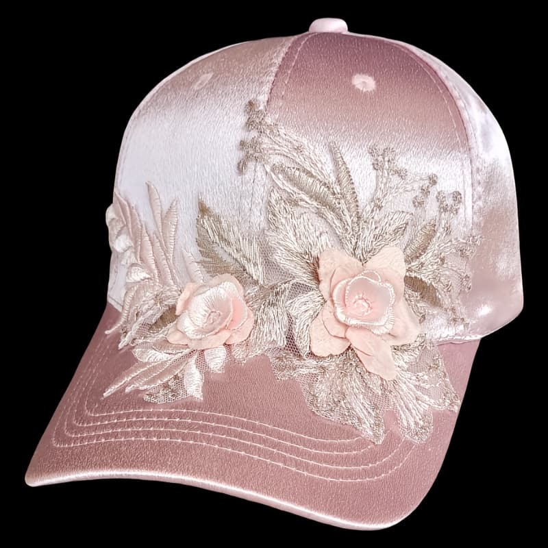 TEMU Women's Bohemian Style Pink Floral Satin Baseball , Women's Hat