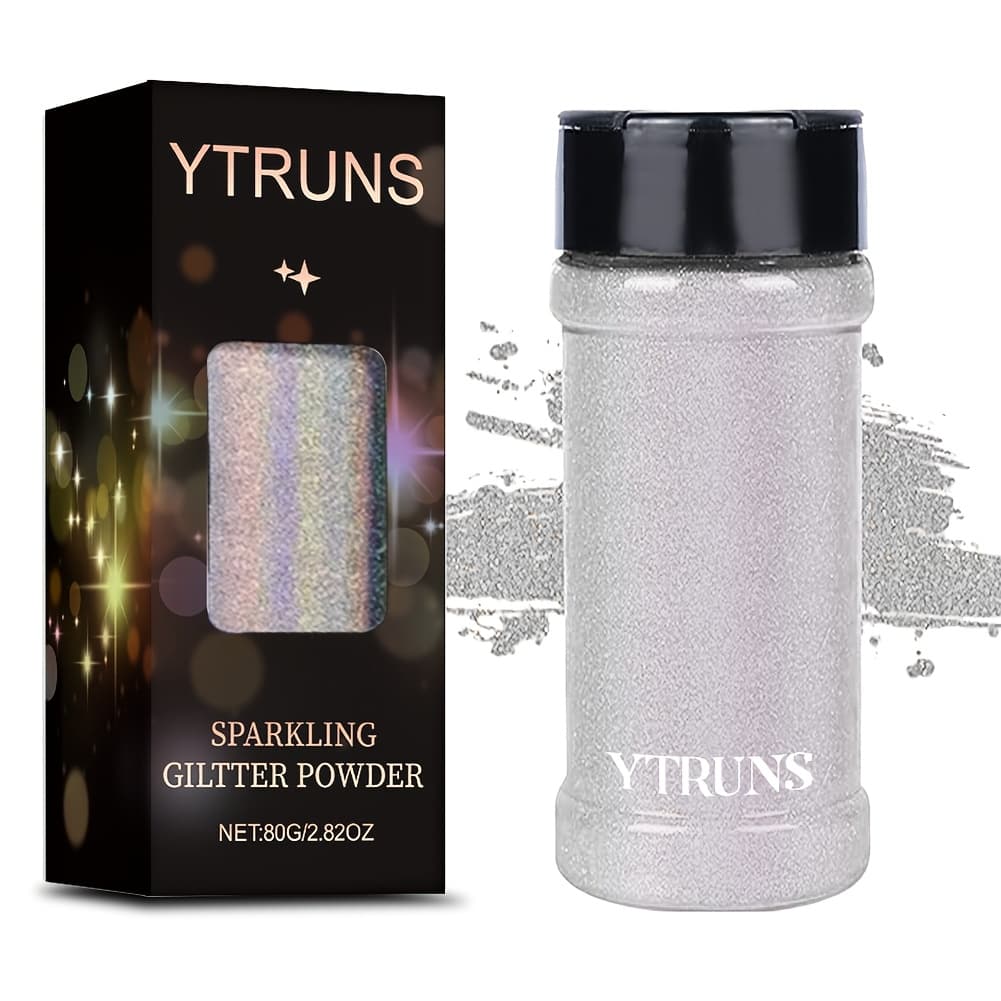 TEMU Ytruns Sparkling Glitter Powder, 80g - Holographic Shimmer In Coral & Vibrant Colors For Resin Art, Nail Design, Body Makeup, Hair Styling & Diy Crafts