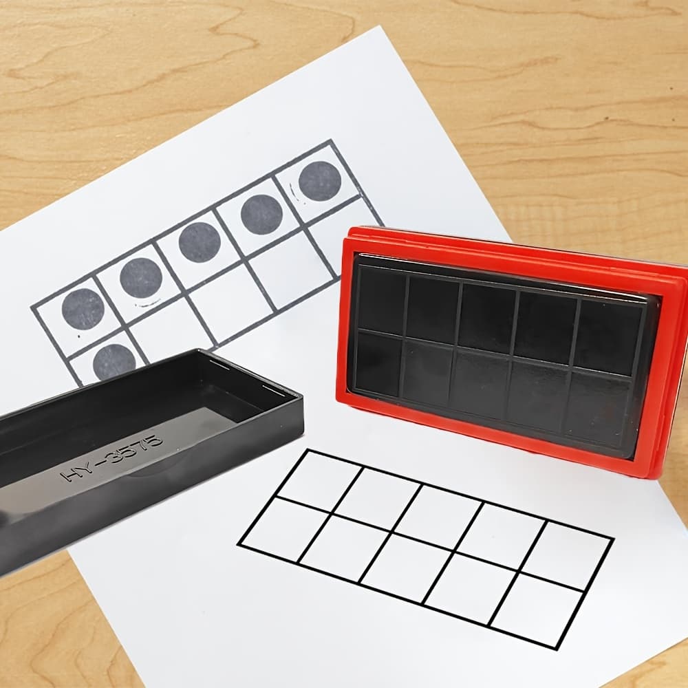 TEMU 10 Educational Grid Stamps - Sturdy Abs Math Visual Seals, Learning Tools Feature Ten-frame Grid Stamps And Stamps For Classroom Use