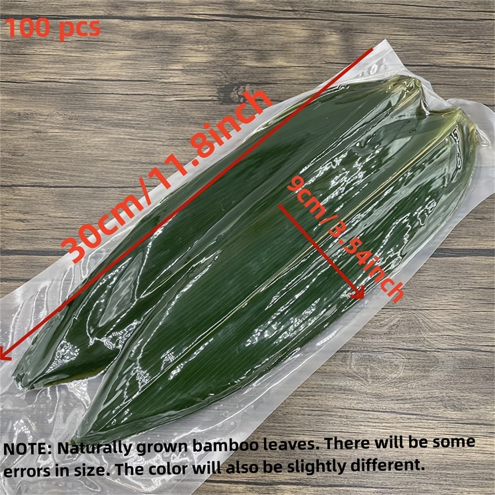 TEMU Of 100 Bamboo Sushi Leaves - Banana Leaves For Making Zongzi, Perfect For Decorating Plates At Holiday And Cooking - Leaves Stay Vacuum-sealed And Fresh