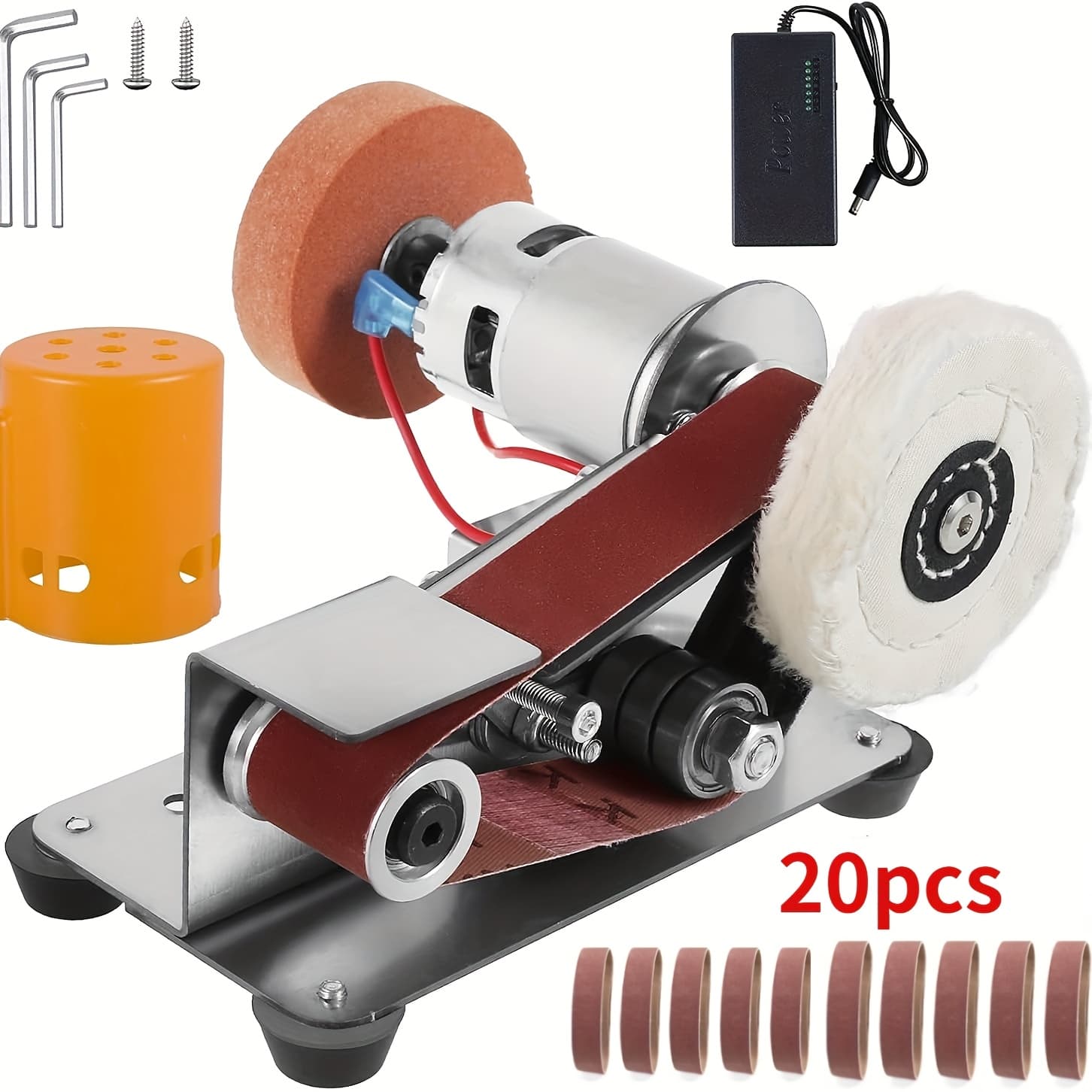 TEMU 3-in-1 Mini Belt Sander - Electric Bench Grinder Sanding Machine, 7 Adjustable Speed Table Polisher Buffer Handcraft System For Metal Wood Diy Craft Jewelry Stained Glass ()