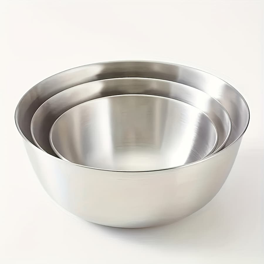 TEMU 3pcs Set, Stainless Steel Mixing Bowls, Salad Bowls, - Durable, Easy To Store, Suitable For Kitchen Preparation And Storage, Perfect For Grilling And Outdoor Cooking