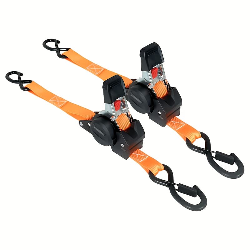 TEMU Heavy Duty Retractable Ratchet Straps, 1in X 7ft With Safety Lock S Hooks For Motorcycles, , Utvs, Lawn Equipment, And Cargo, For Tacoma & Tundra Bed