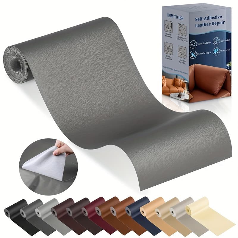 TEMU 1pc Dark Grey 3.93x78.7inch Leather Repair Patch For Furniture Self Adhesive Leather Repair Kit Vinyl Repair Tape For Car Seat Sofa Jackets