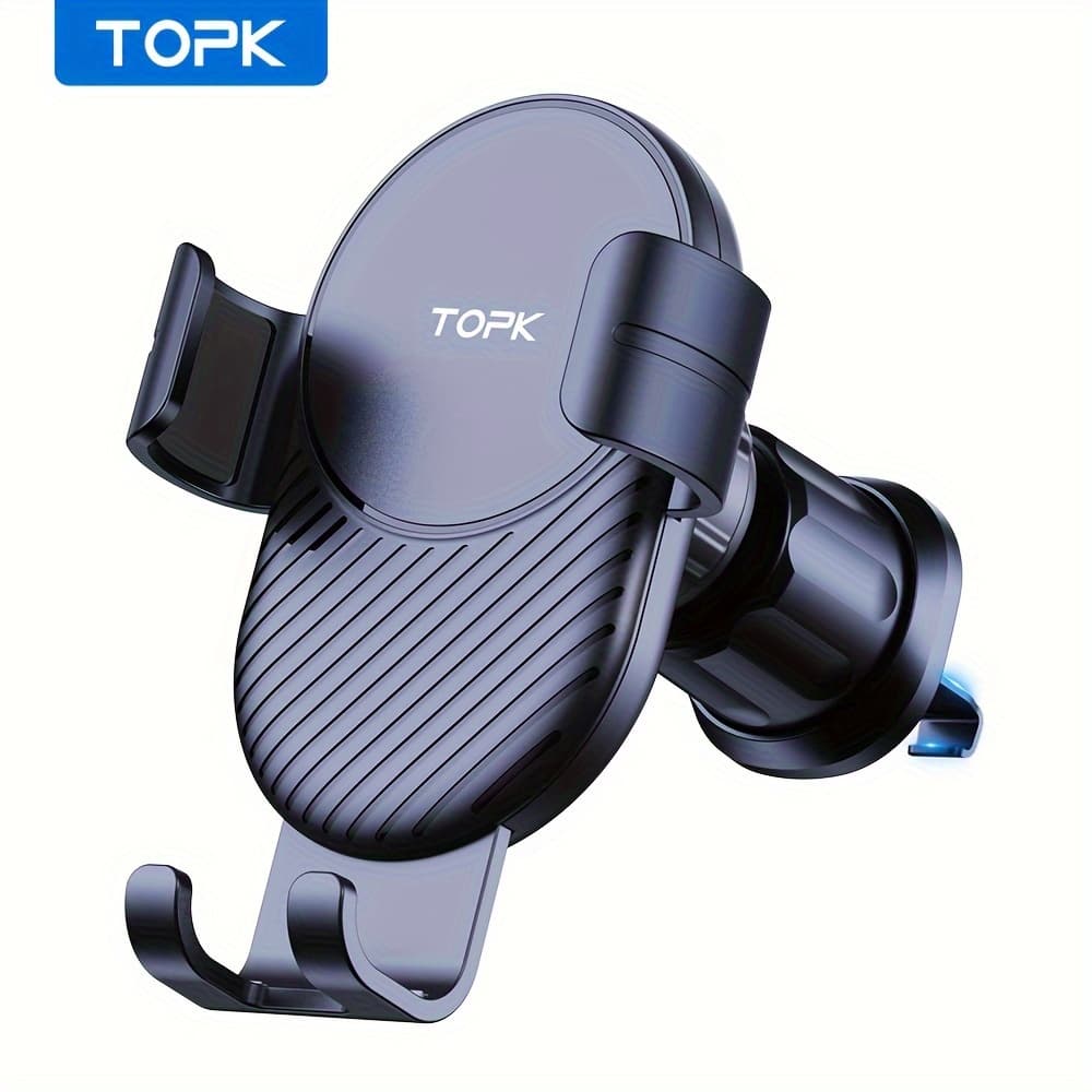 TEMU Topk Phone Holder For Car Vent, Adjustable Metal Hook Cell Phone Holder With Gravity Sensor For Car Air Vent Compatible With All Phones