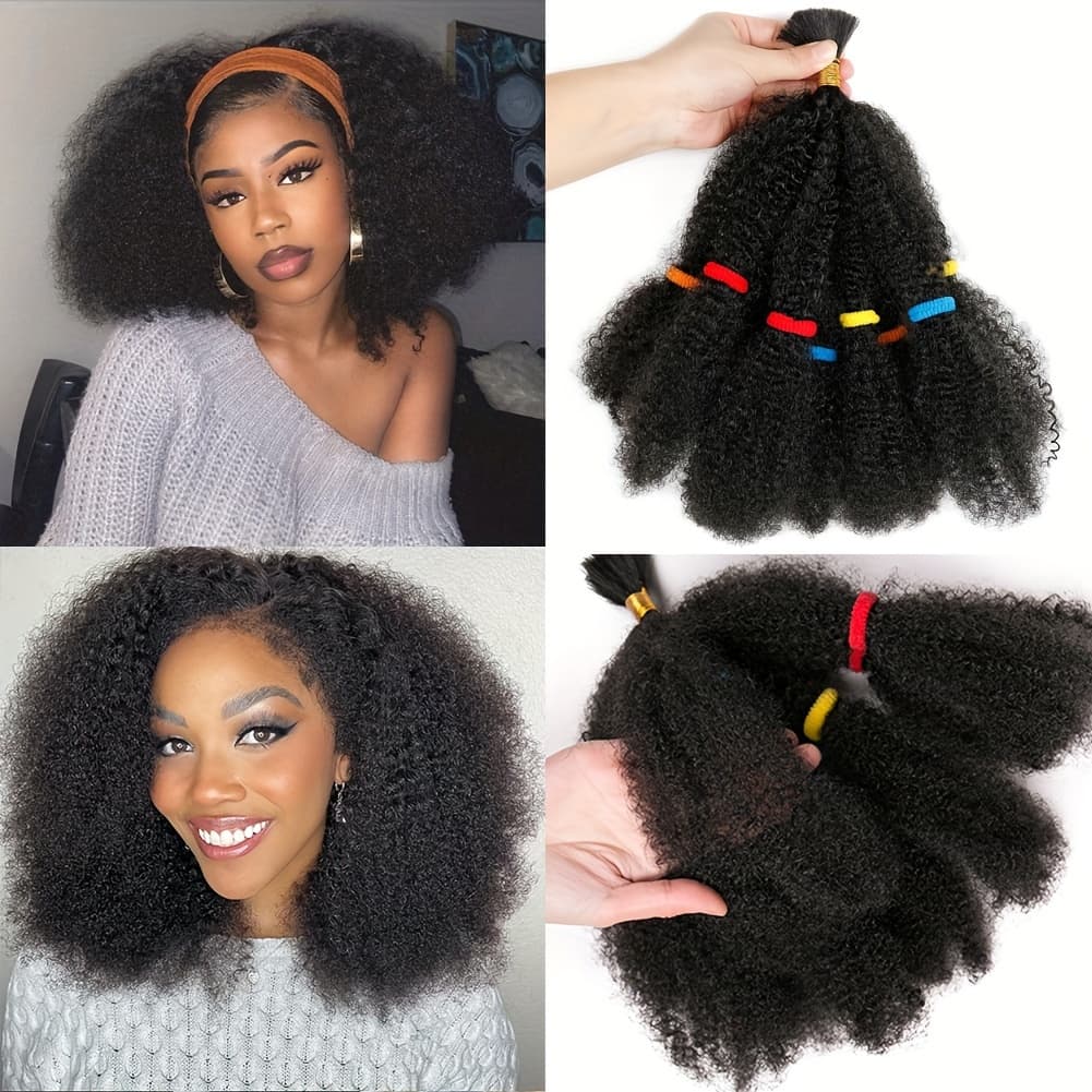 TEMU 6-inch Afro Crochet Hair Extensions - Synthetic Braiding Hair Bundle In Natural Black Ombre, Perfect For Daily Wear & Parties