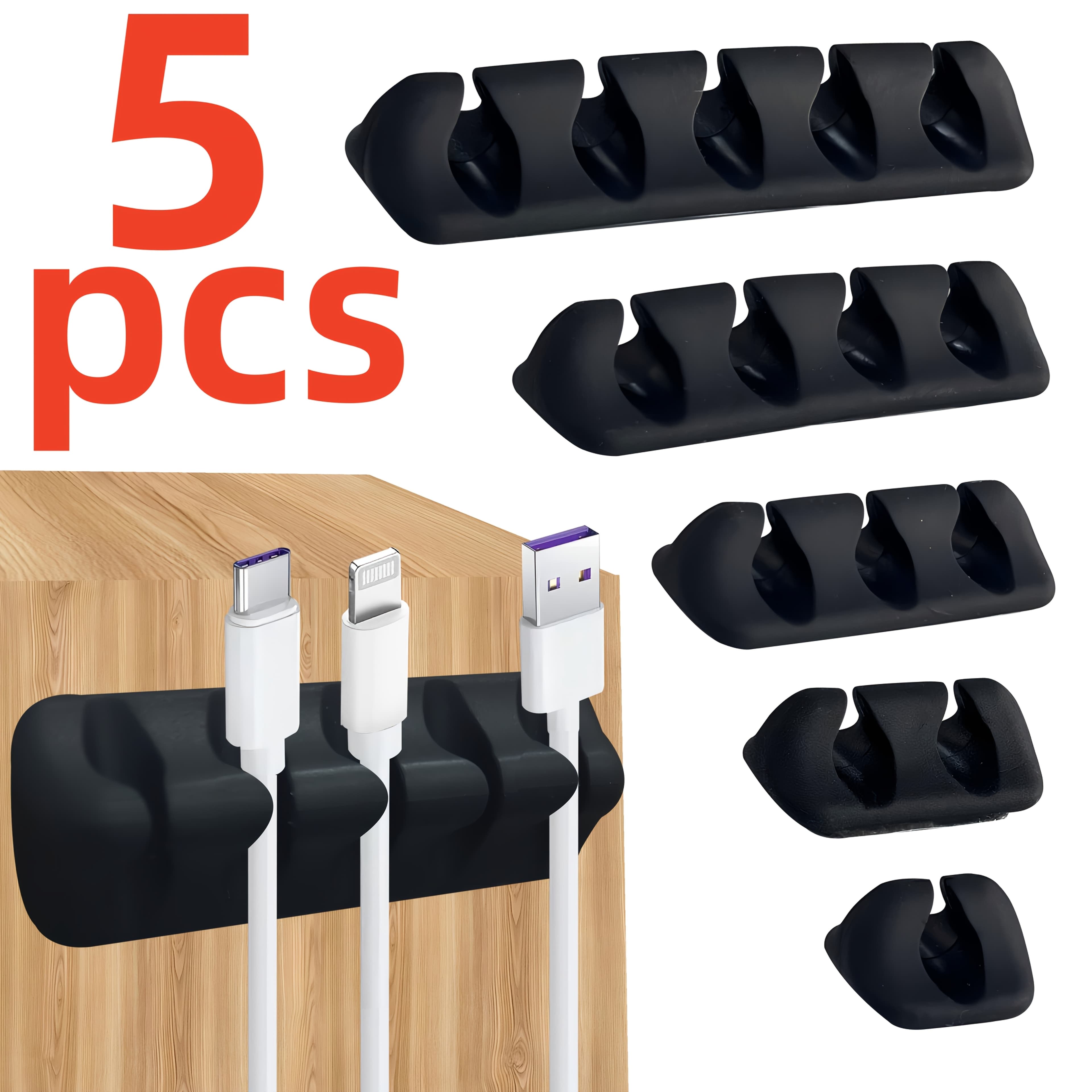 TEMU 5/16pcs Adhesive Desktop Cable Organizer For Home, Office, Car, Nightstand Cable Clip