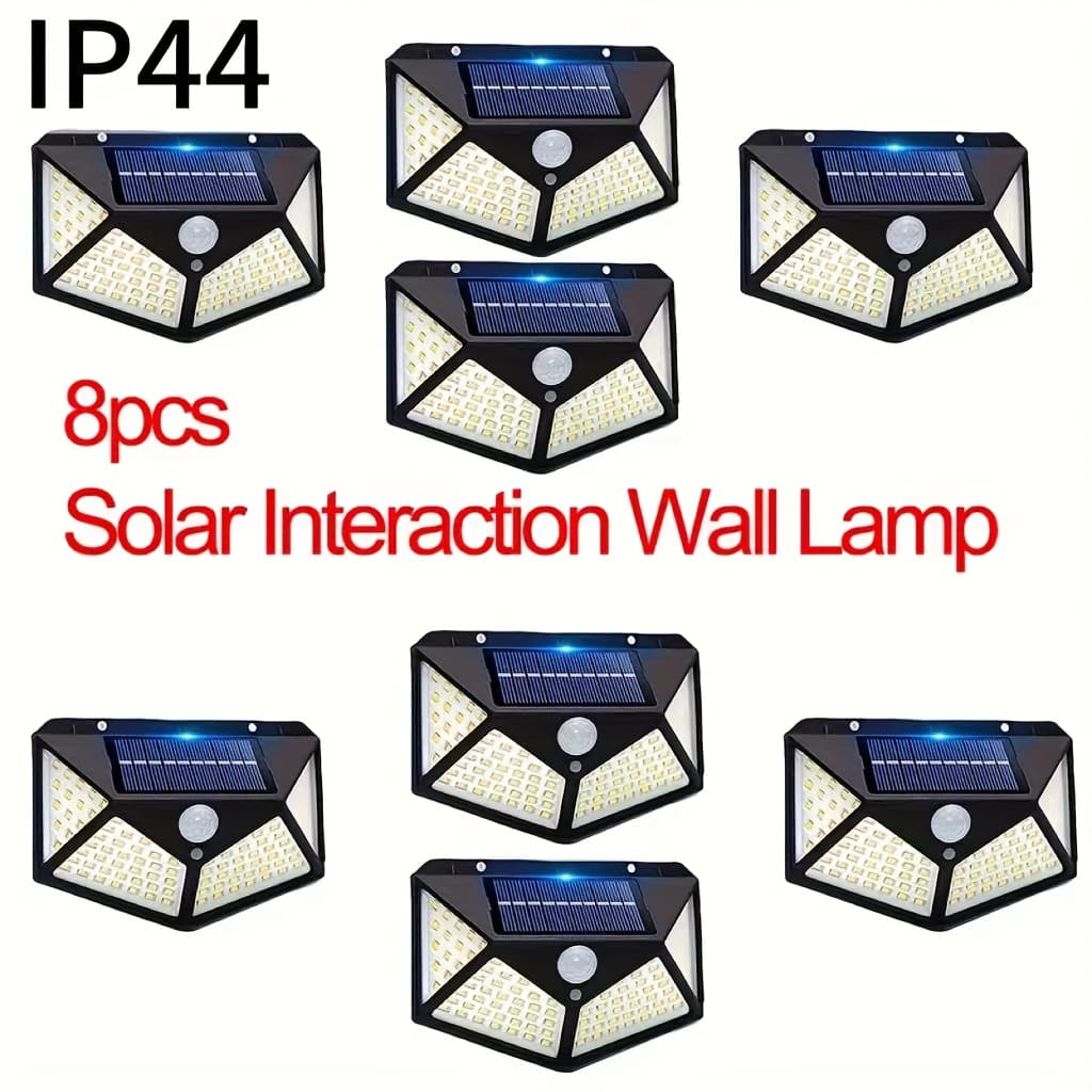 TEMU 8pcs Solar Interactive Outdoor Wall Lights With Four-sided And Motion Sensor, Ideal For Decorating Courtyards, Gardens, Lawns, Patios, Fences, Driveways, And .ip44