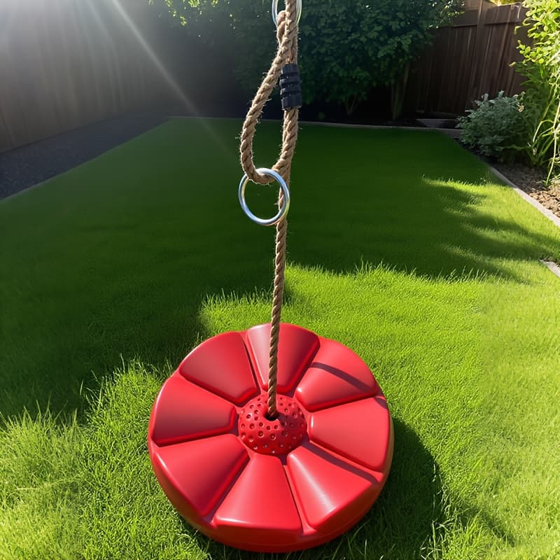 TEMU Single-person Thickened Swing, Petal-shaped Fun Swing, Diameter 11.8 Inches, Rope Length 78.7 Inches, Suitable For Playgrounds/backyards