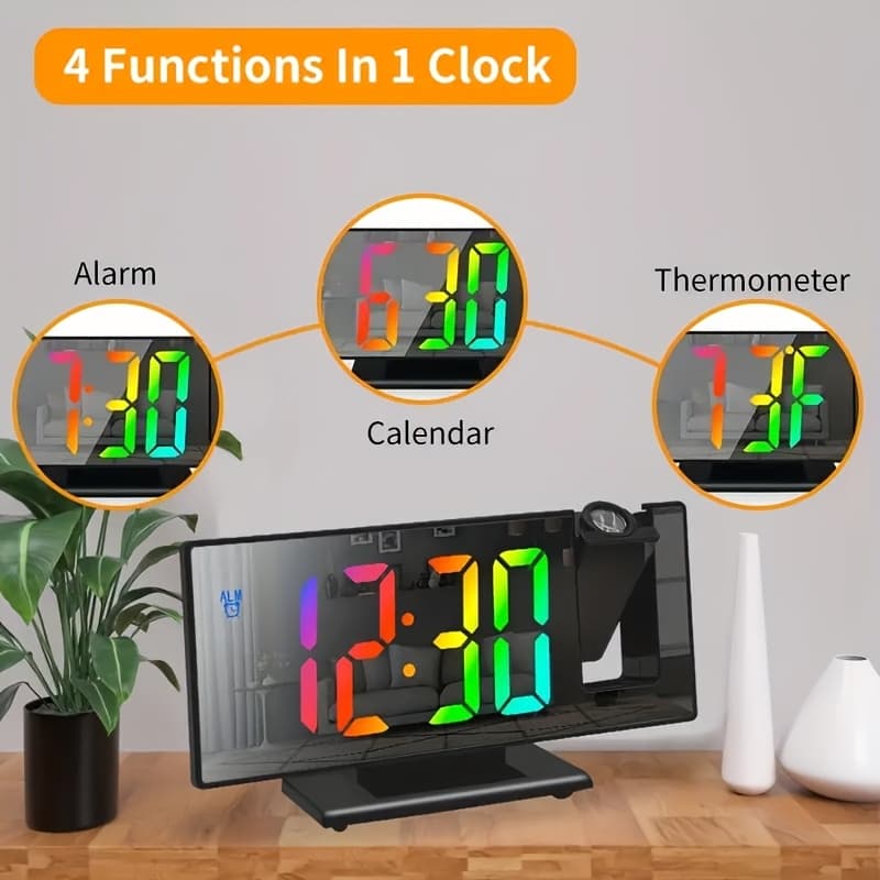 TEMU Alarm Clock - 180° Rotation, Temperature Display, Adjustable Brightness, , Function - Usb Powered Led Clock For Bedroom And Living Room Decoration