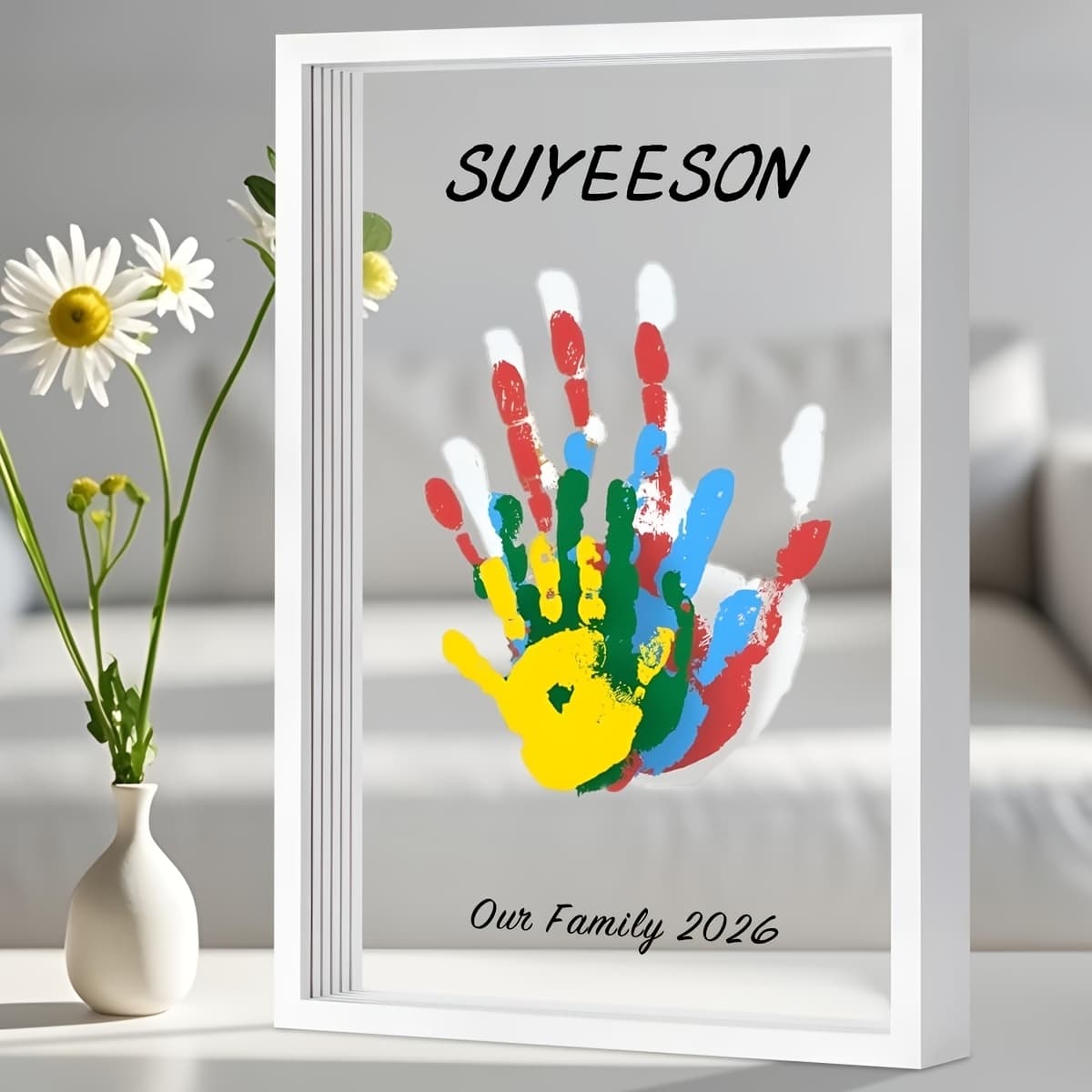 TEMU Family Handprint Kit - Handmade Wooden Keepsake Frame, Memories Keepsake Box, Gift For New & , Decor Keepsake, Gifts, Best Father's Day Gift