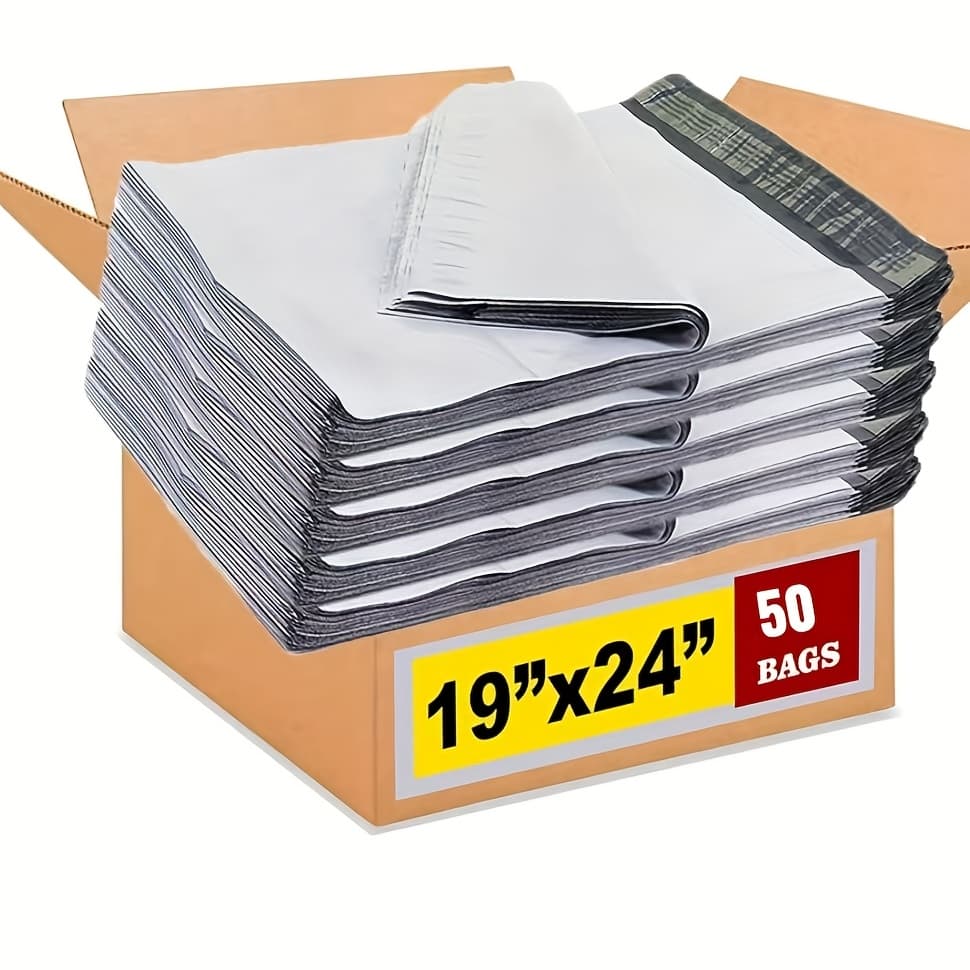 TEMU 19x24 Inches White Poly Mailers, Poly Mailing Envelopes Bags, Self Seal Adhesive Waterproof And Tear Proof Plastic Packing Bag