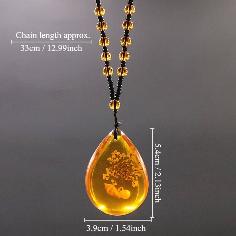 TEMU 1pc Floating Saltwater Beeswax Bead Necklace, Honey Wax Necklace Vintage Pendant Jewelry For Men