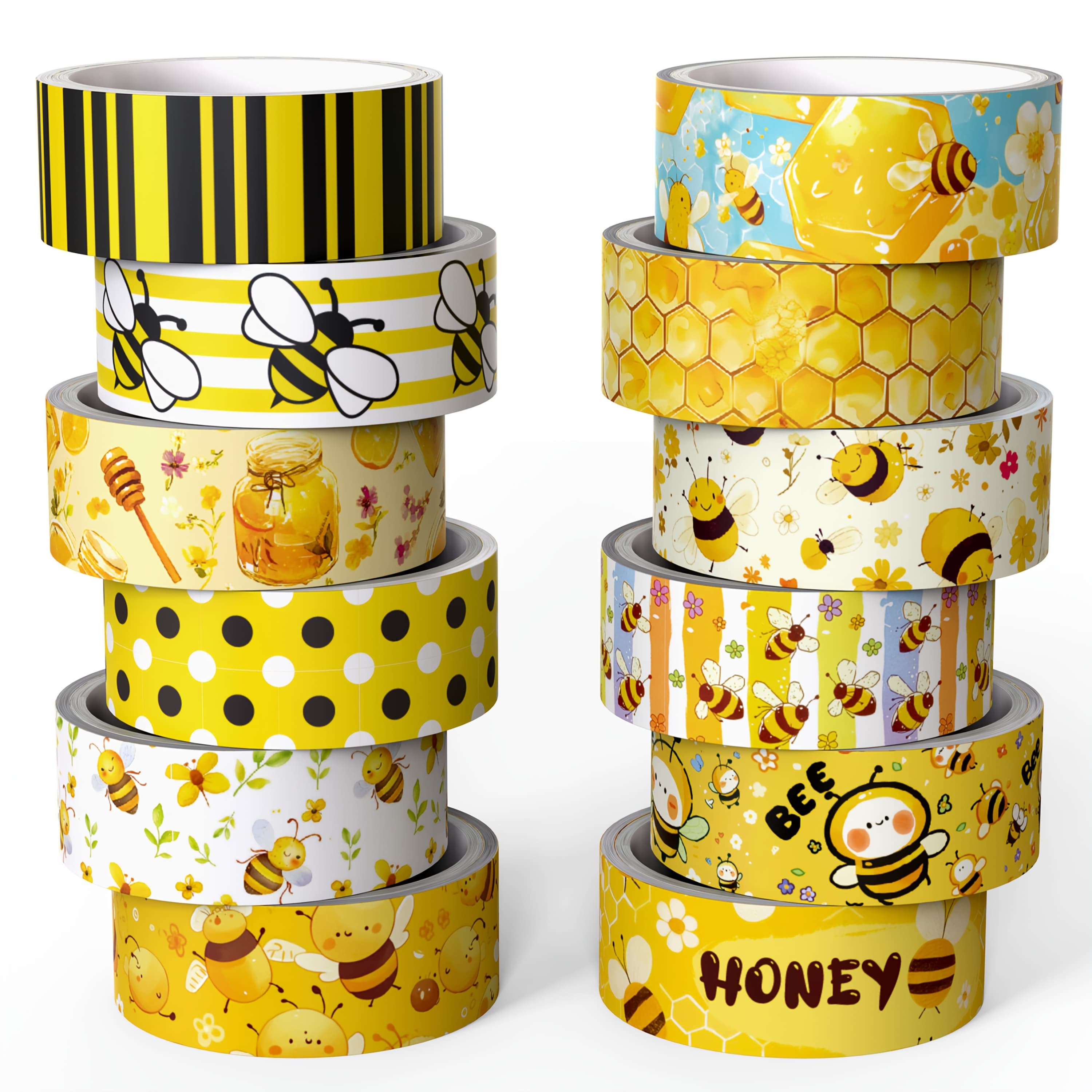 TEMU Bee Washi Tape Set, 12 Rolls Honey Daisy Decorative Tape, Washi Tape For Note Taking Supplies, Scrapbooking, Crafts, Gift Wrapping