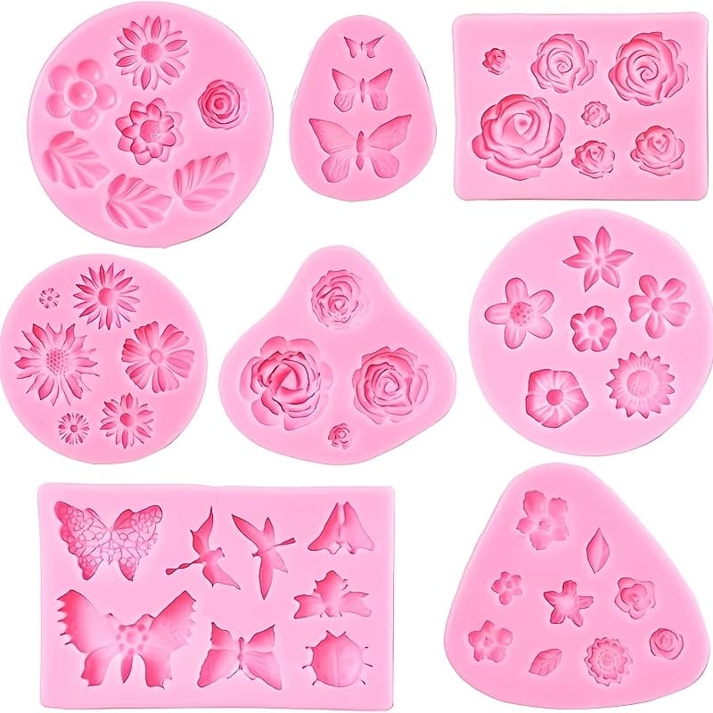 TEMU -piece Set Of Flower, Leaf, And Resin Clay Silicone Molds, Suitable For Diy Crafting And Decoration