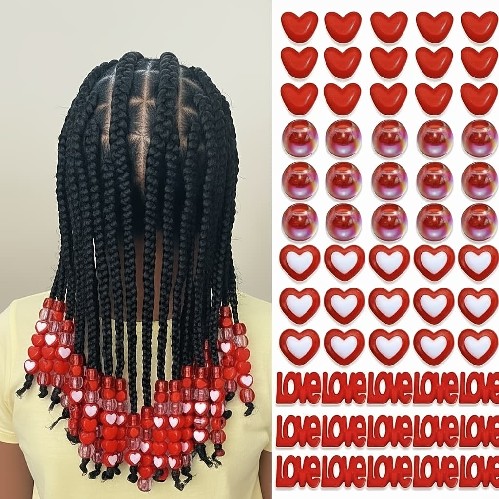 TEMU 62pcs Red For Hair Cute Dreadlock Jewelry Ab Color Round Bead Valentine's Day Loc Additions Bead For Women