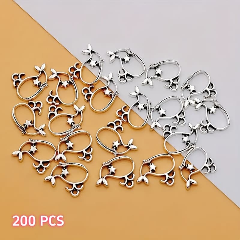 TEMU 200pcs Hollow Whale Charms, Alloy Ocean Animal Pendants For Making, Bracelet, Earrings, Necklace Crafting Accessories