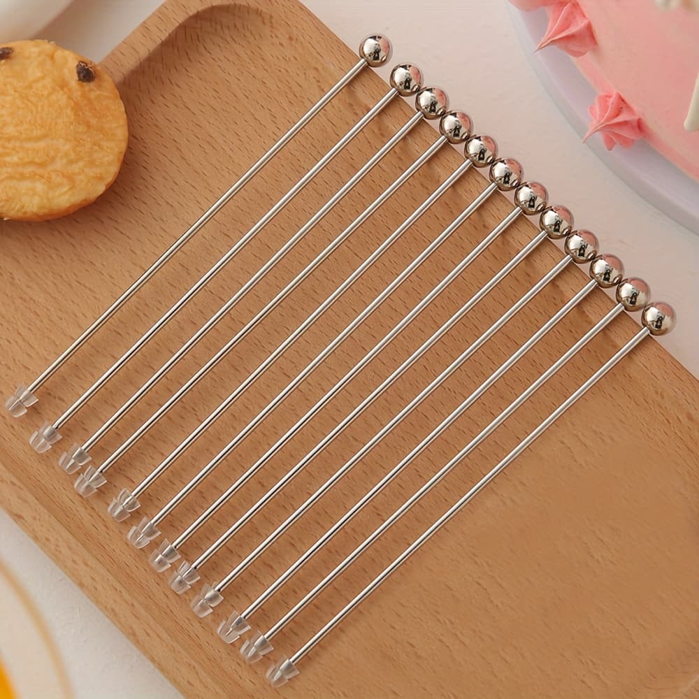 TEMU 12pcs Stainless Steel Beadable Sugar Stir Needle Scriber Needle Biscuit Icing Pin Diy Baking Cake Decorating Needle Tool Beadable Items, Wedding, Halloween & Christmas Party Supplies
